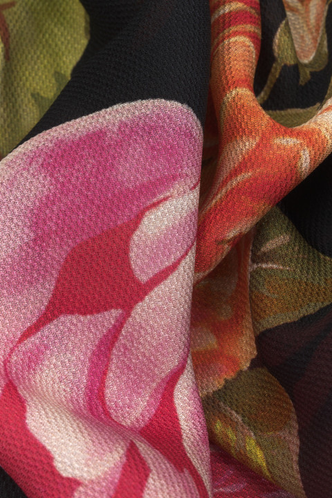 Silk fabric with large roses