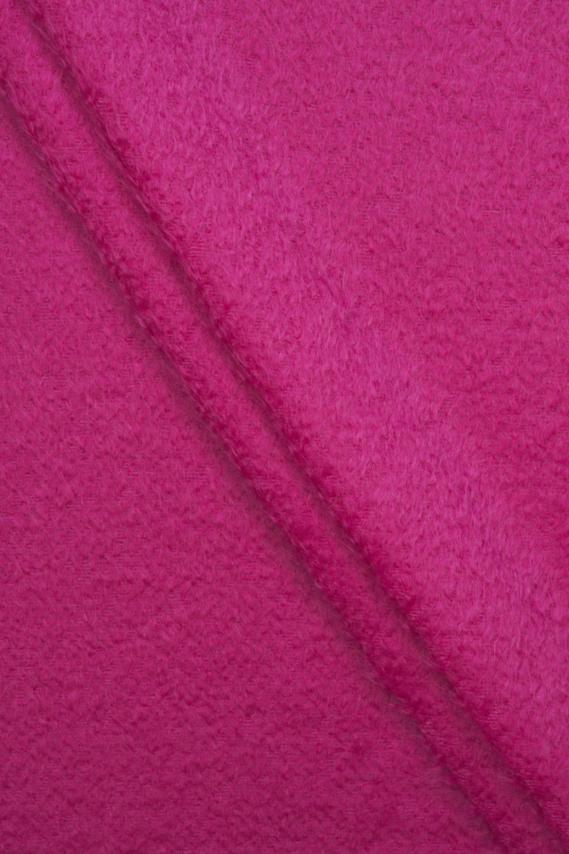 Růžová kabátová látka s chlupy
