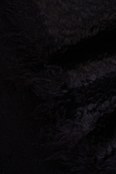 Black caracul coat fabric