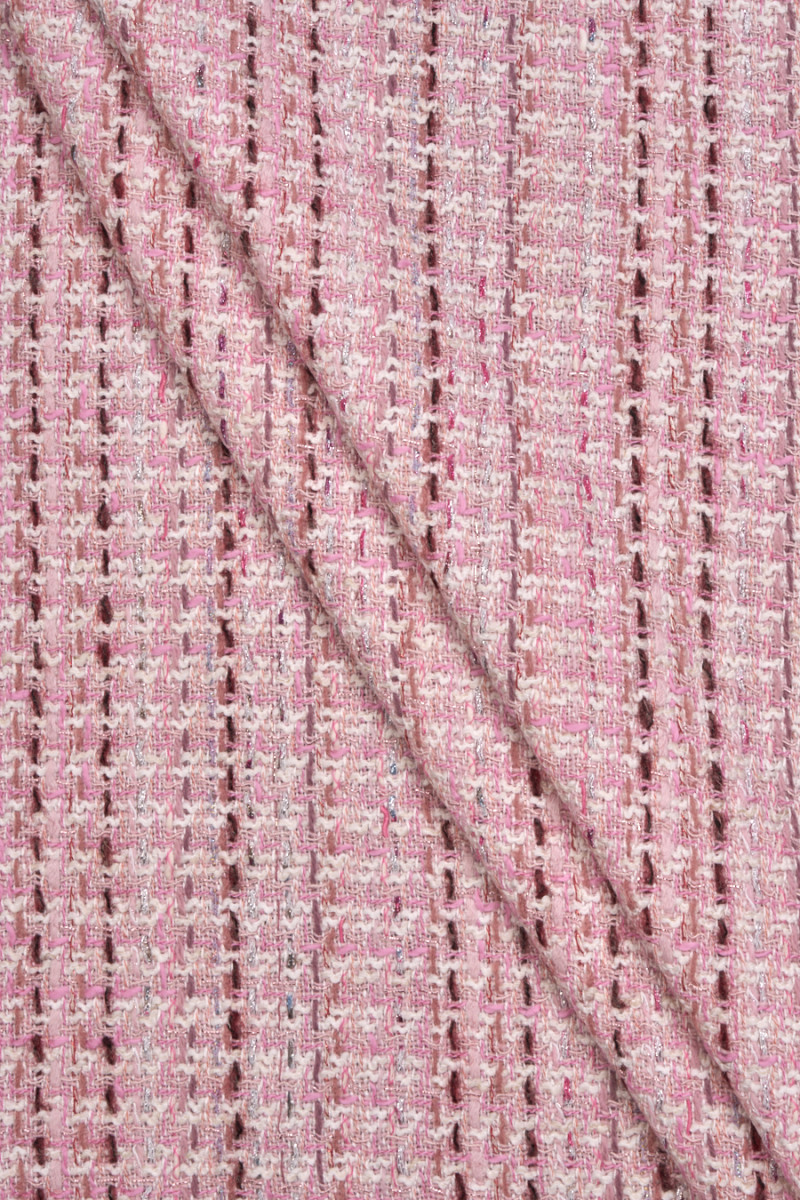 Tkanina typu chanel różowa z brązem
