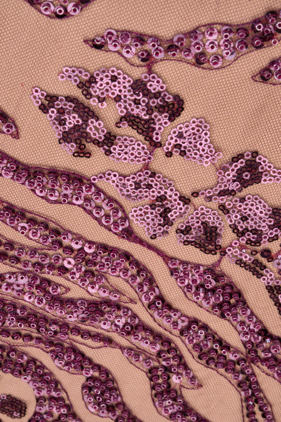 Tulle with sequins and beads purple burgundy