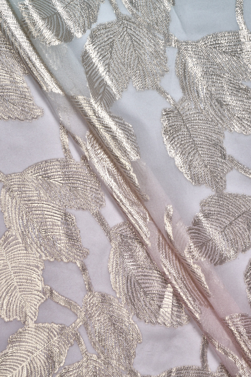 Silk fabric with shiny leaves