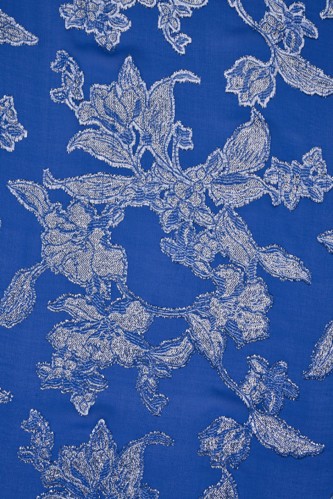 Georgette aus Seide mit silbernen Blumen