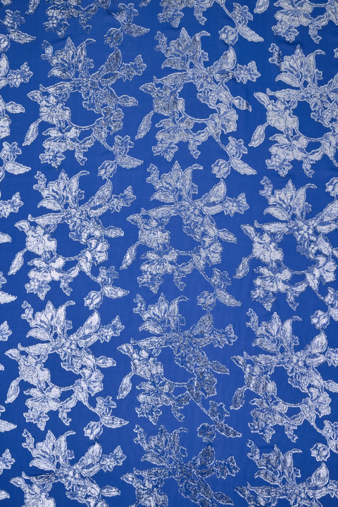 silkgeorgette with silver flowers