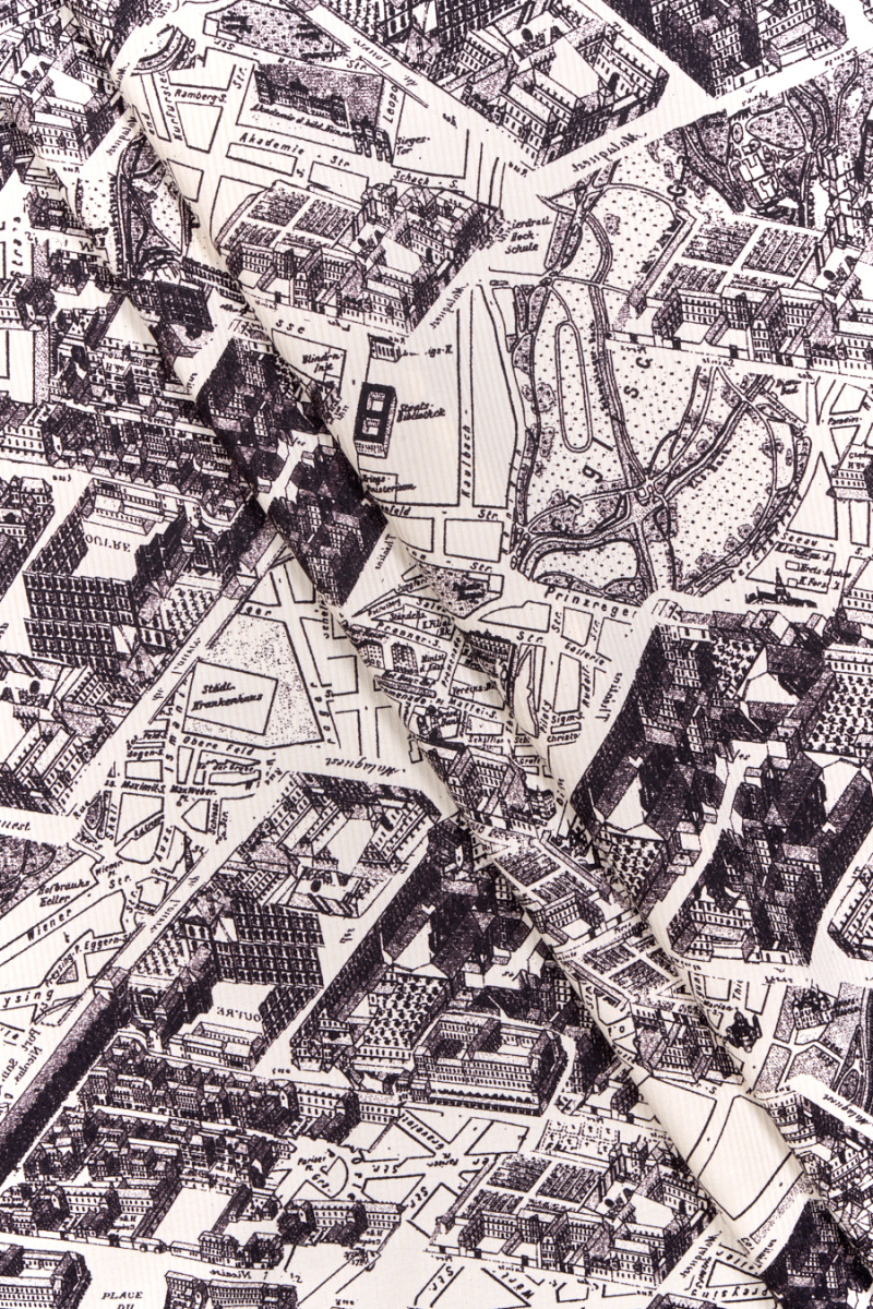 Tkanina jedwabna plan miasta