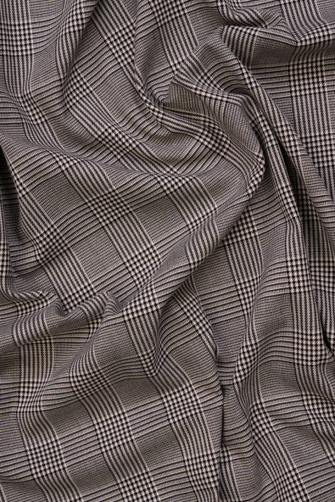 Checkered polyviscose black and white