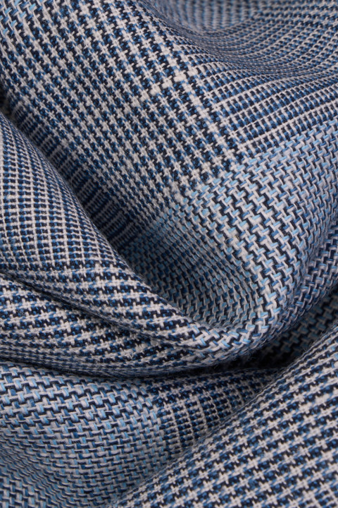 Linen with blue checkered cotton