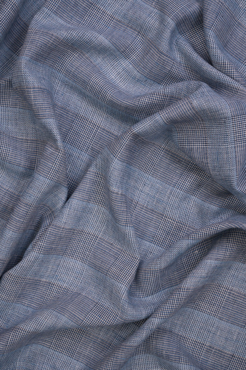 Linen with blue checkered cotton