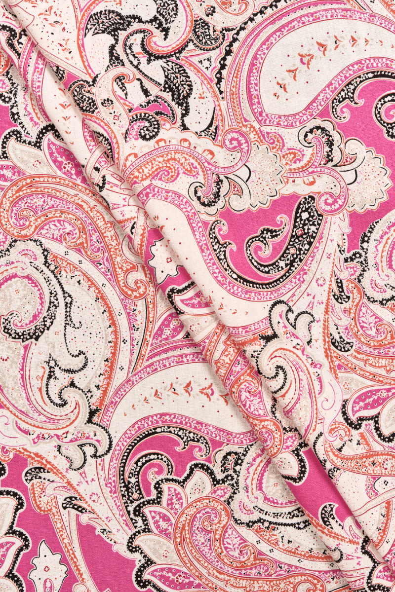 Viscose with linen paisley pink