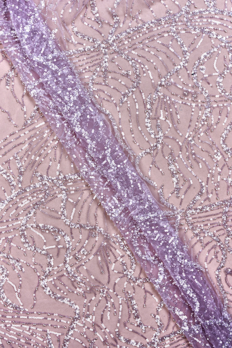 Tyl s flitrami a korálkami orgován KUPÓN 140cm