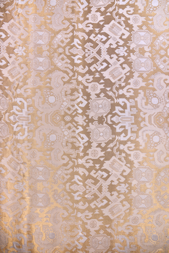 Jedwab żakardowy złoto Azteków KUPON 150cm