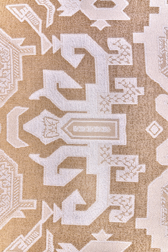 Jedwab żakardowy złoto Azteków KUPON 150cm