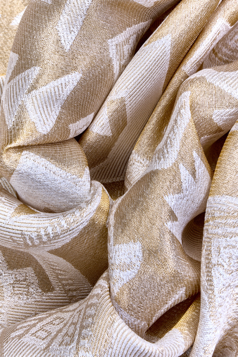 Jedwab żakardowy złoto Azteków KUPON 150cm