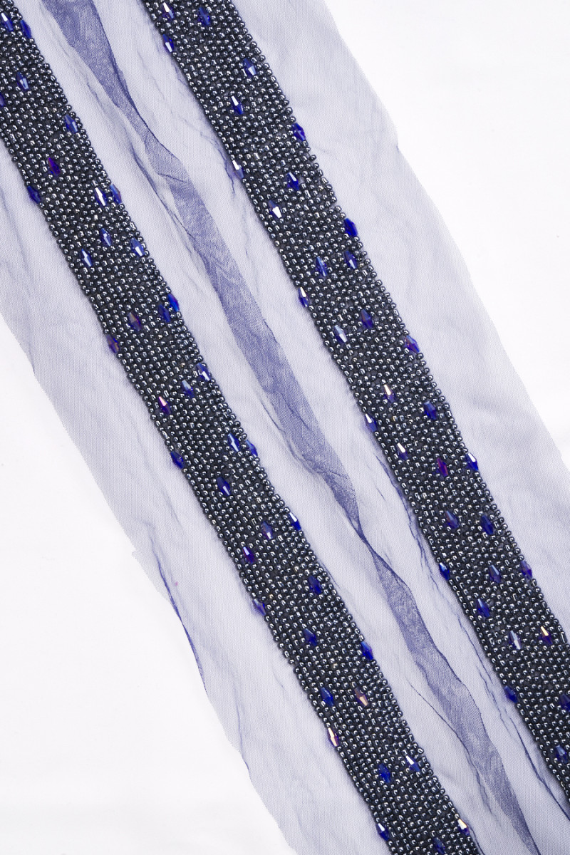 Nastro KUPON blu navy con perline 75cm