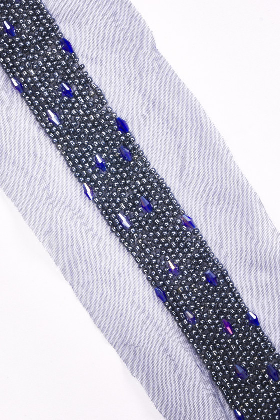 Ruban perlé KUPON bleu marine 75 cm