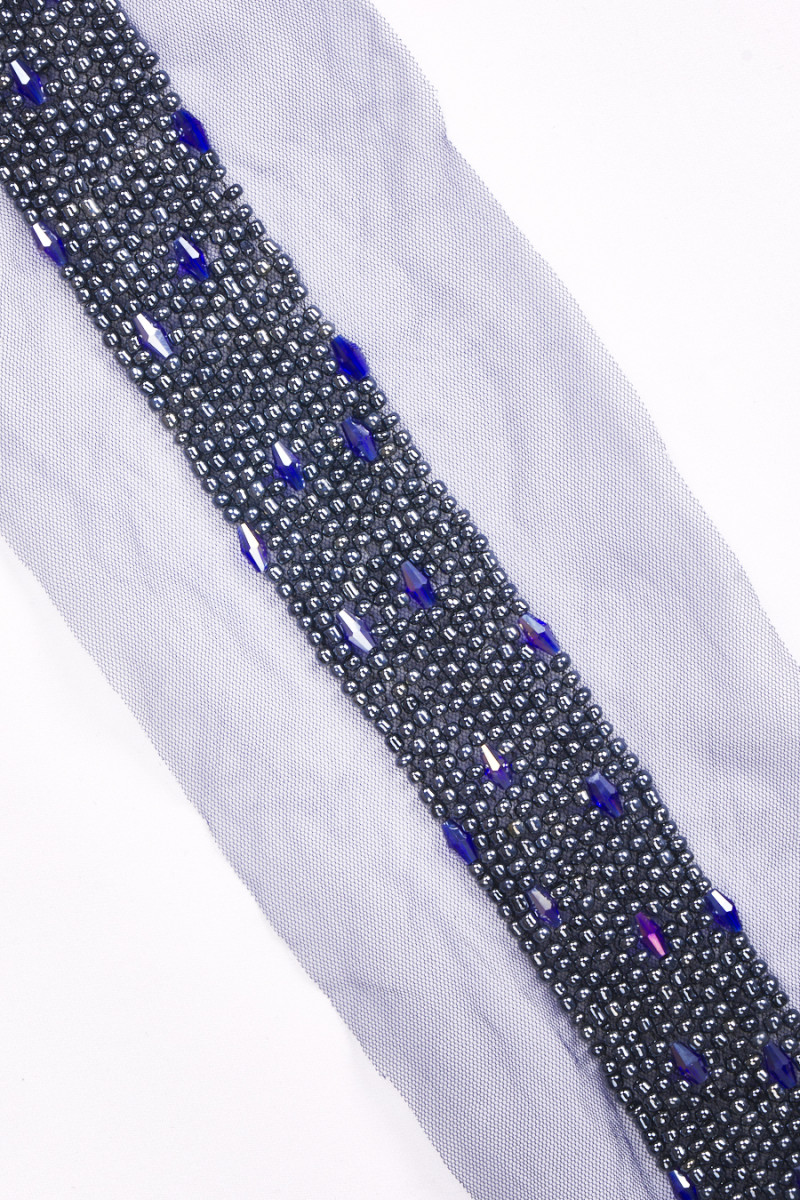 Nastro KUPON blu navy con perline 75cm