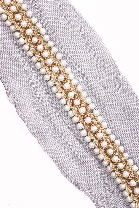 Perleťová páska čierny KUPÓN 80 cm