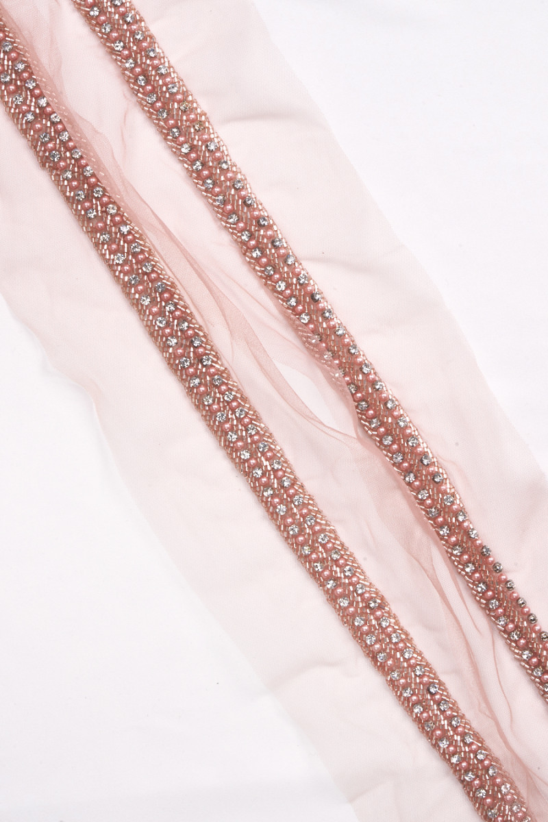 Ribbon with beads pink