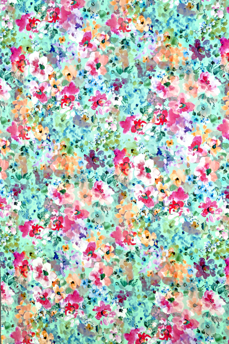 Tessuto a maglia di viscosa con fiori colorati