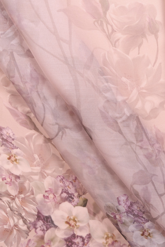 Virágos selyem organza KUPON 150 cm