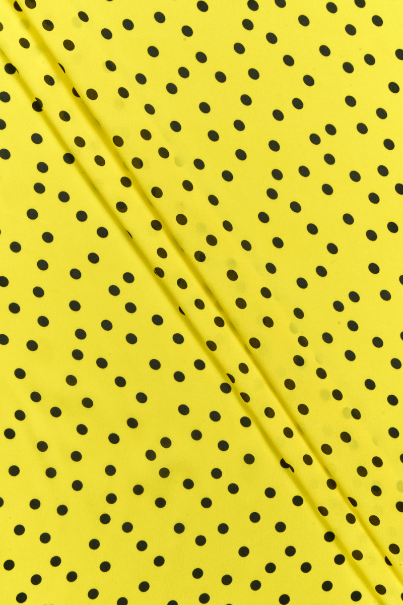 yellow viscosegeorgette with polka dots