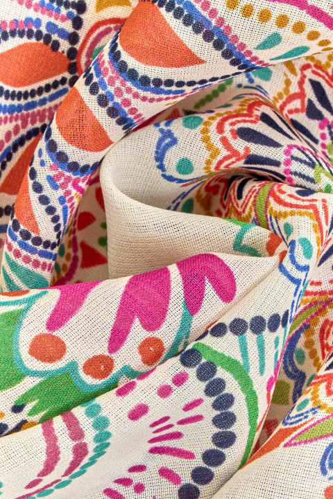 Viscose with folklore flowers
