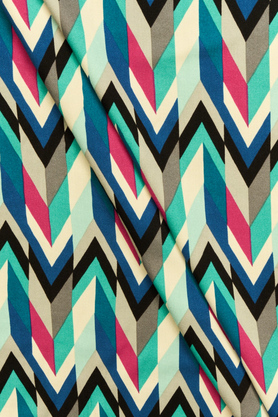 Viscose with a colorful herringbone pattern