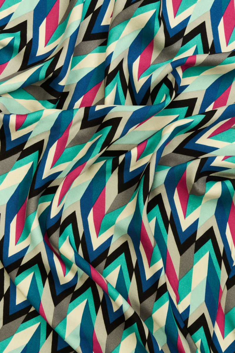 Viscose with a colorful herringbone pattern