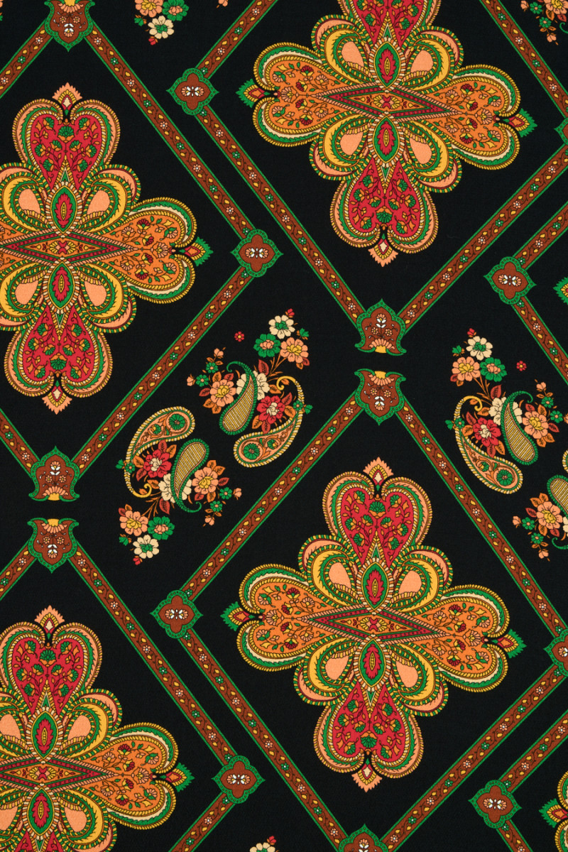 Viscose oriental orange motifs