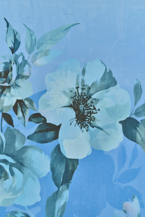 Flores azules de gasa de seda
