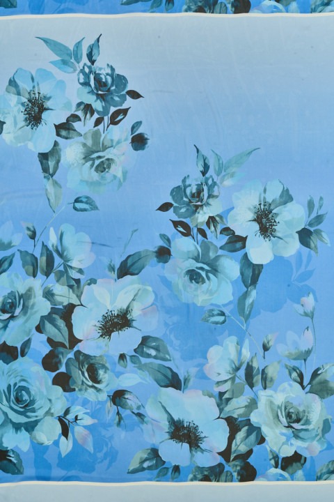 Silk chiffon blue flowers