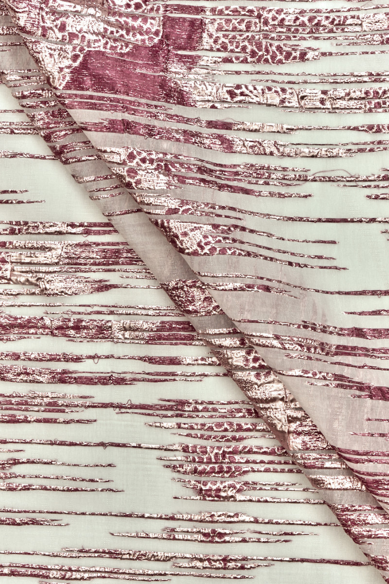 Righe rosa jacquard organza