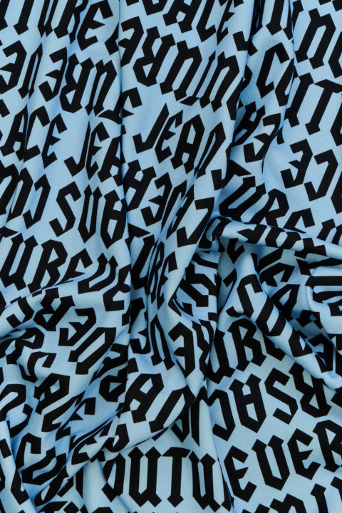 Sweatshirt fabric with black inscriptions