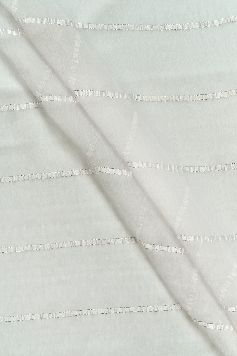 Chiffon di seta rigato bianco sporco