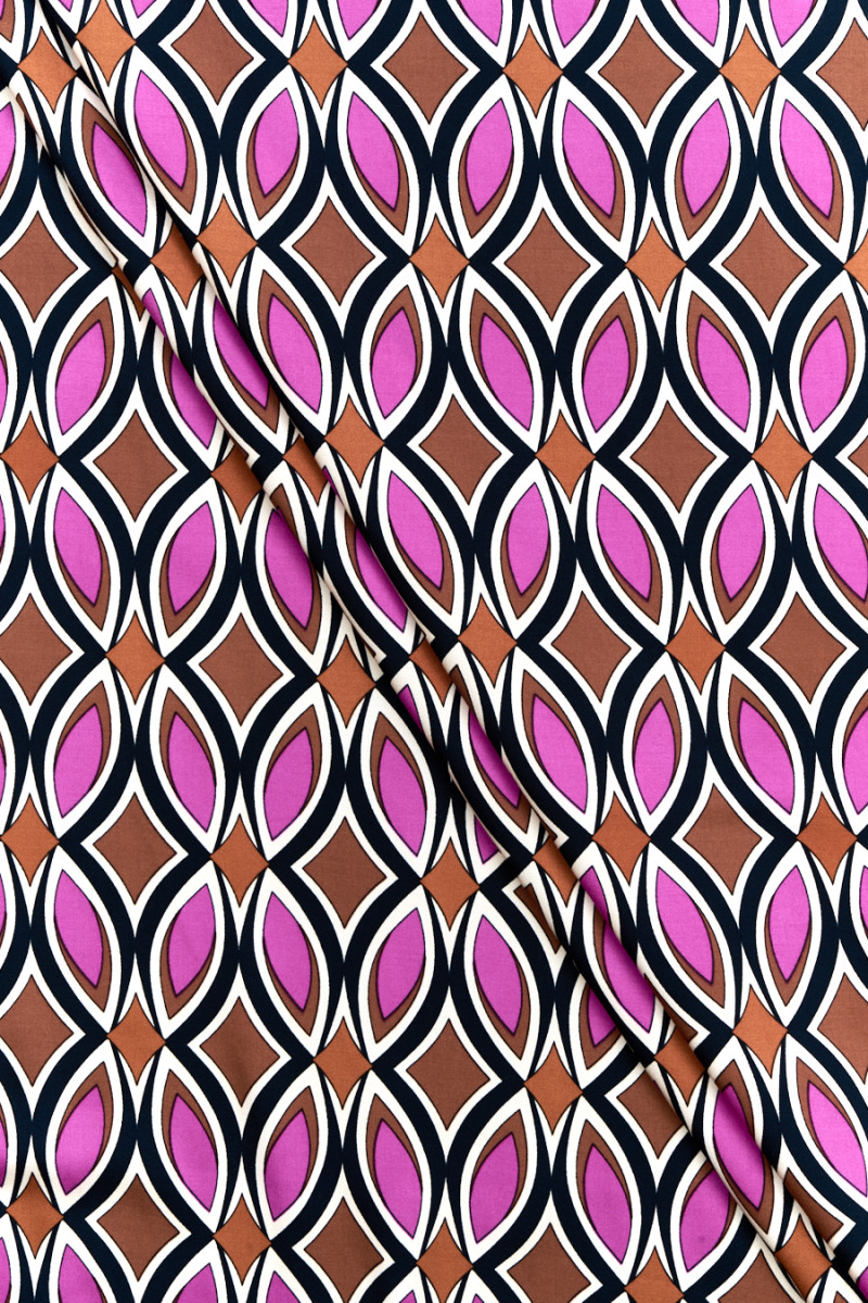 Viscose teardrop brown with fuchsia