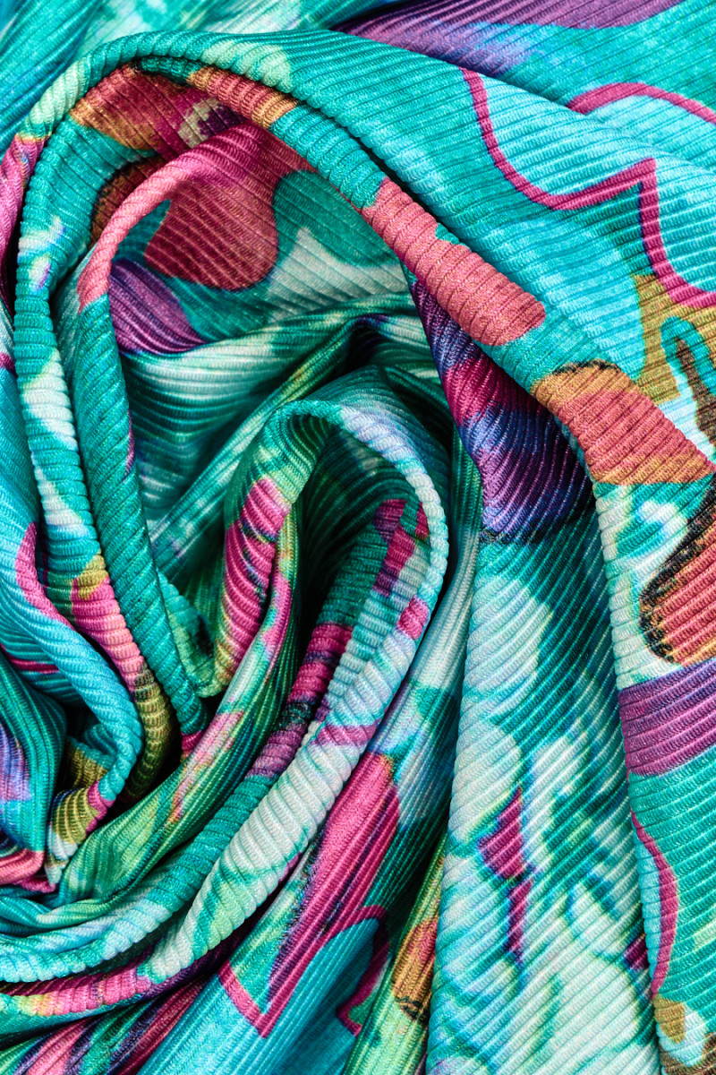 Tissu tricoté floral en polyester