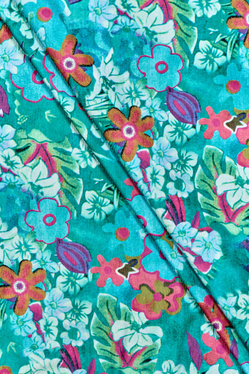 Polyester floral knitted fabric