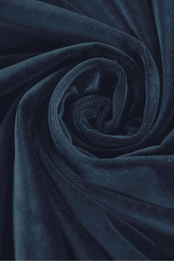 Velour (velvet) cotton light navy blue