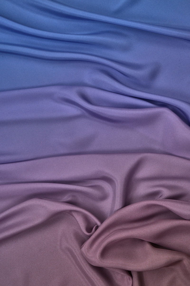 Satyna jedwabna ombre niebiesko różowa KUPON 200cm