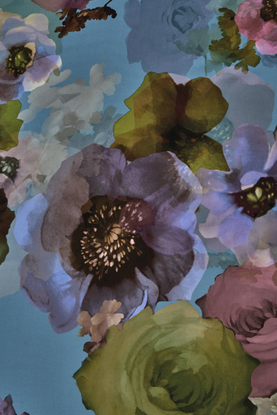 Satyna jedwabna pastelowe kwiaty KUPON 130cm