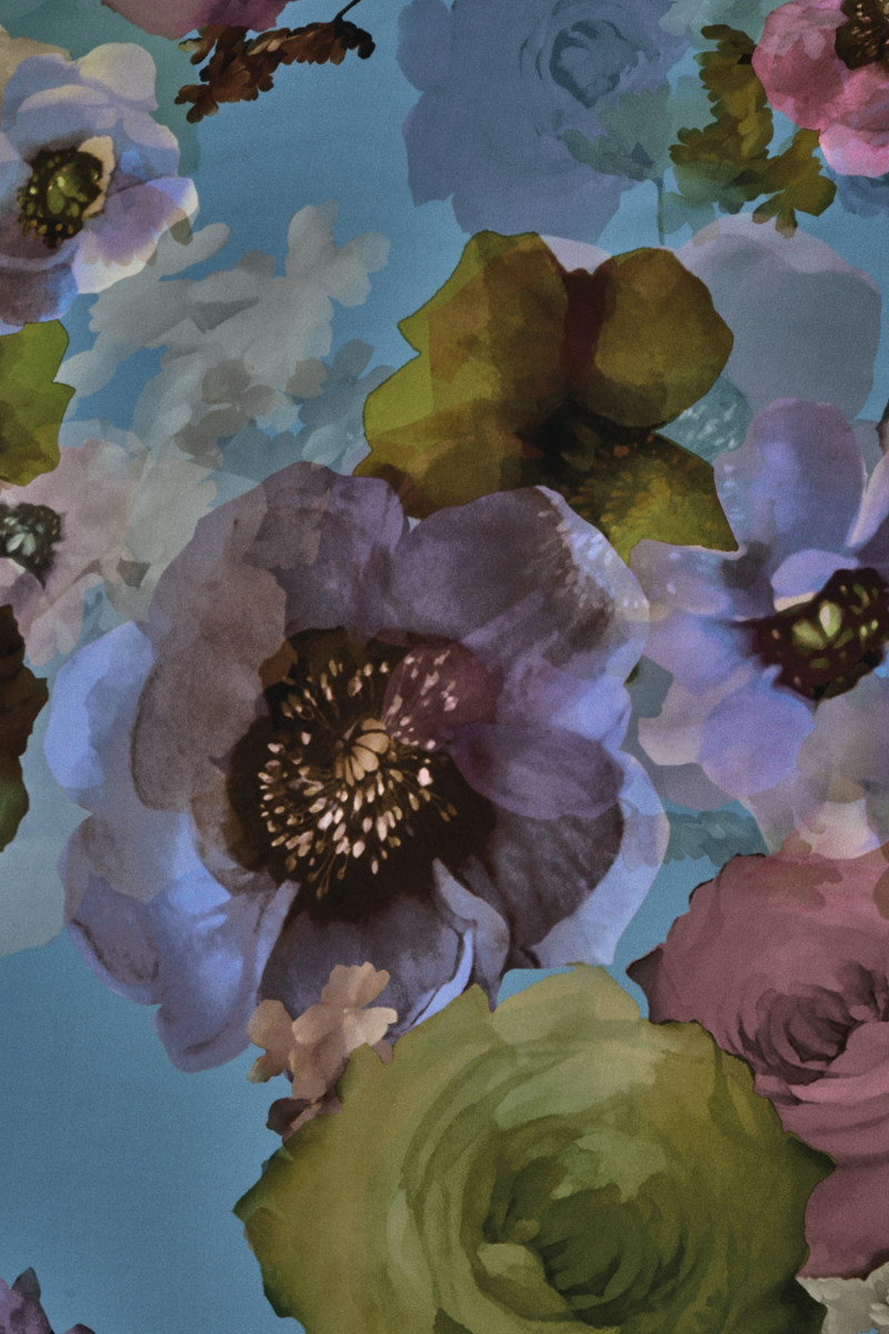 Satyna jedwabna pastelowe kwiaty KUPON 130cm