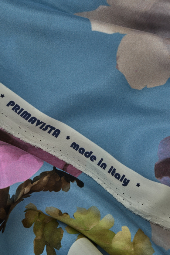 Satyna jedwabna pastelowe kwiaty KUPON 130cm