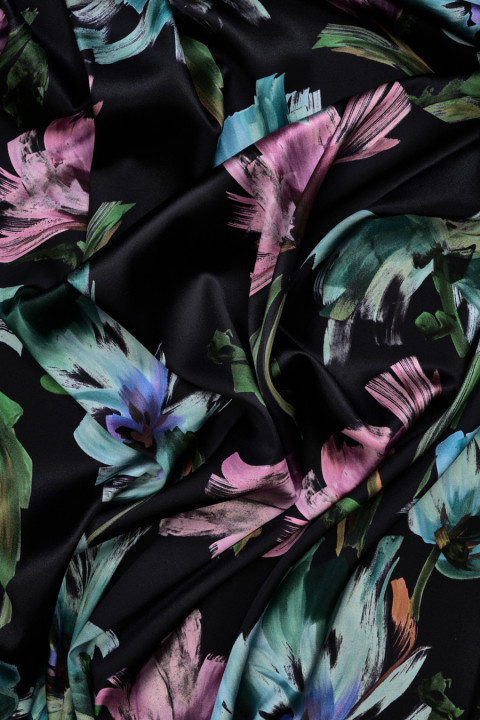 Silk satin painted flowers