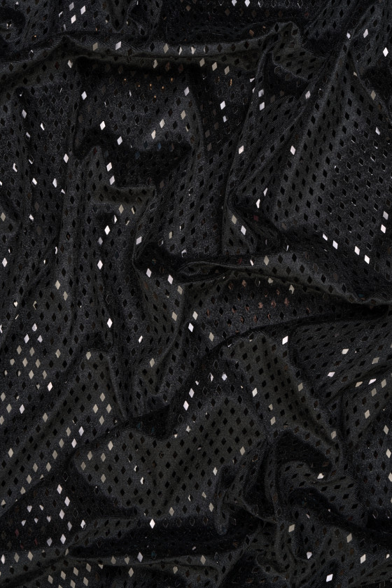 Evening velour with shimmering diamonds black