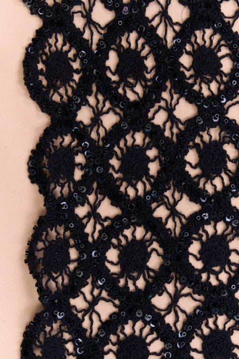 Openwork lace with beads black