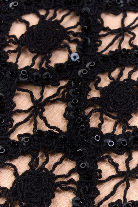 Openwork lace with beads black