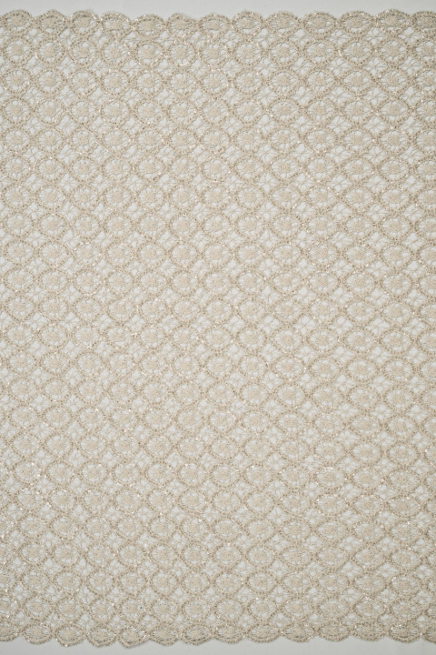 Openwork lace with beads beige
