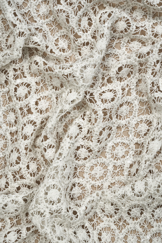 Openwork lace with cream beads