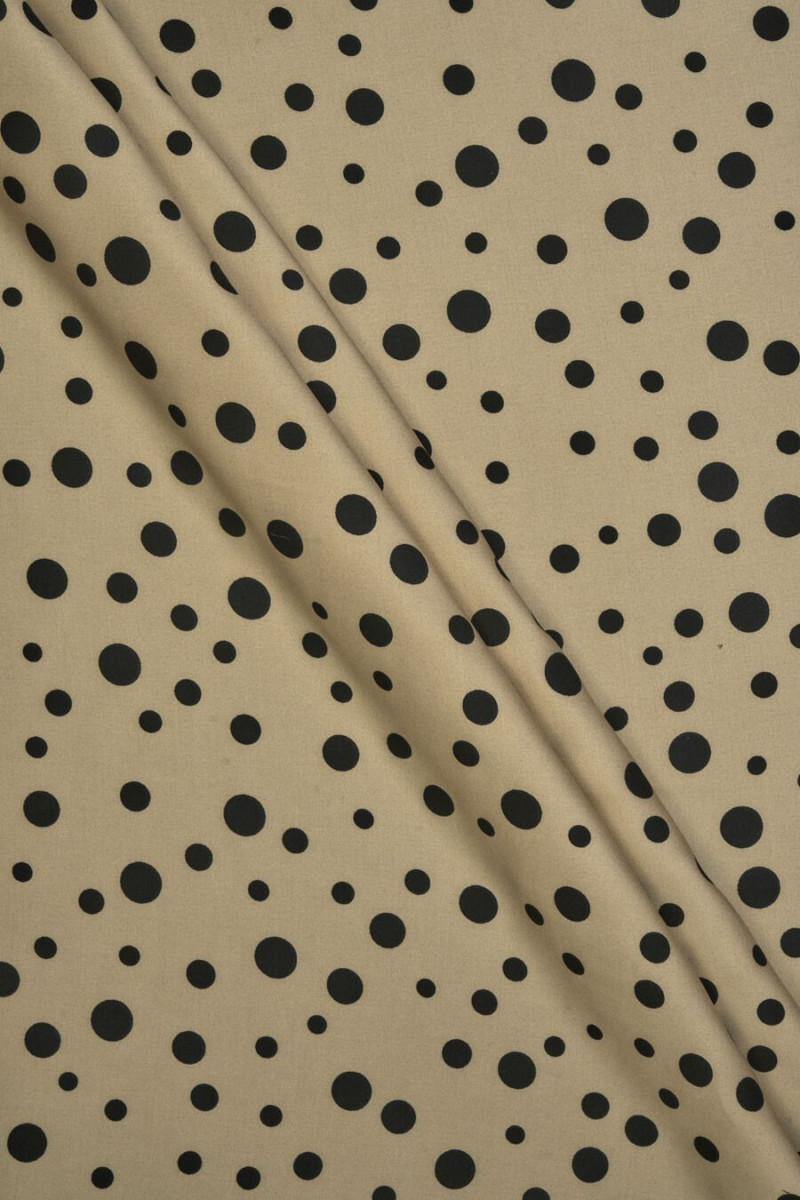 Beige viscose with black polka dots