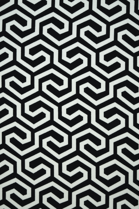 Wiskoza czarno ecru geometria